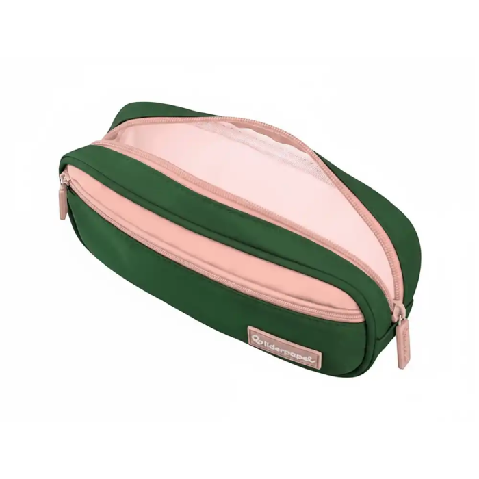 Liderpapel Estuche Portatodo Duo 2 Cremalleras con Bolsillo Frontal, Verde Militar, 220x90x50 mm 5