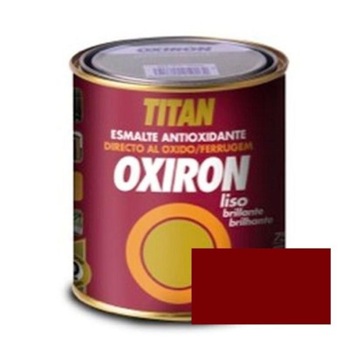 TITAN Esmalte Sintético Industrial Alquídico Oxiron Liso Burdeos 750ml - Secado Rápido, Alta Protección para Acero C2 C3