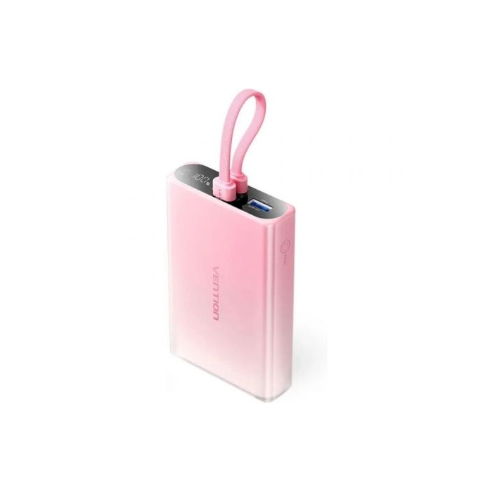 Vention FHZP0 Powerbank 10000mAh 22.5W Carga Rápida USB-C Lightning USB-A Rosa para Smartphone y Viajes