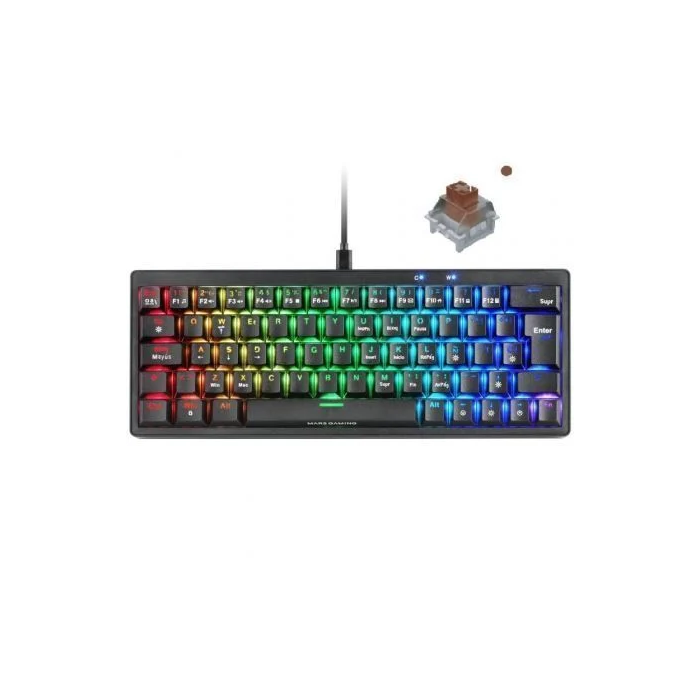 Mars Gaming Teclado Mecánico MKMINIPRO/ Switch Marrón/ Negro Diseño 60% RGB Compacto para Gaming 0 Mars Gaming Teclado Mecánico MKMINIPRO/ Switch Marrón/ Negro Diseño 60% RGB Compacto para Gaming 0