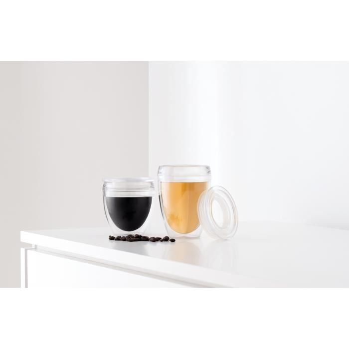 Bodum BOD0699965425944 Juego de 2 Vasos Pavina To Go, Plástico Doble Pared, Tapa Hermética, 20 cl, Transparente 2 Bodum BOD0699965425944 Juego de 2 Vasos Pavina To Go, Plástico Doble Pared, Tapa Hermética, 20 cl, Transparente 2