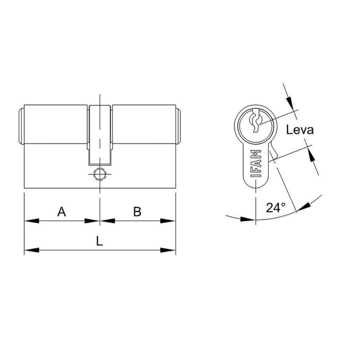 Ifam Cilindro F5S3030LC Latón 60mm (30+30mm) Leva Corta 13mm con 3 Llaves de Serreta Europerfil