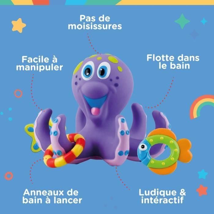 Juguete de baño - NUBY - Pulpo interactivo flotante - Anillos de baño - Morado 1
