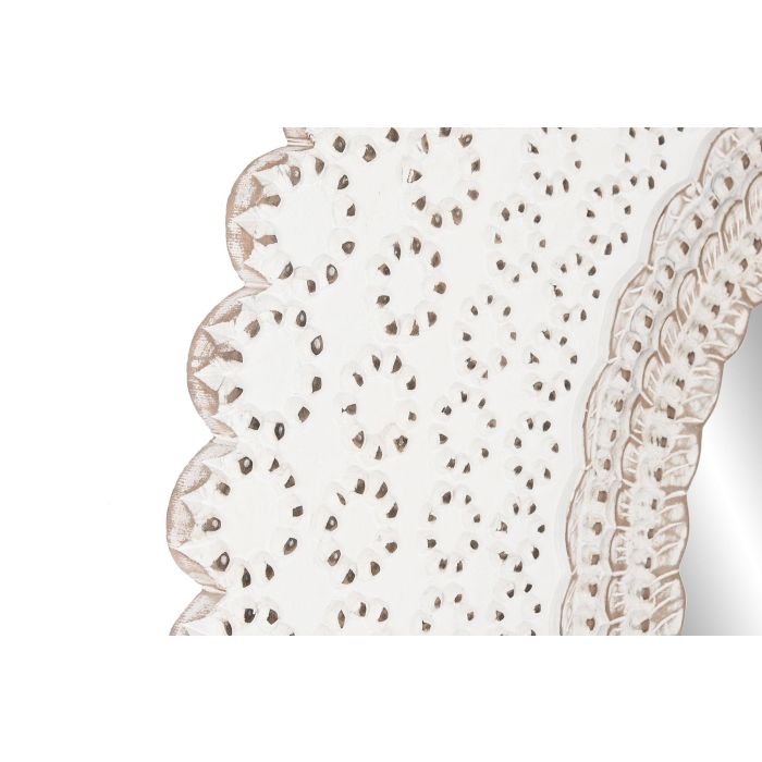 DKD Home Decor Espejo de Pared Indio Blanco Natural 120x120 cm y 2.5 cm Profundidad - Fabricado en MDF y Cristal