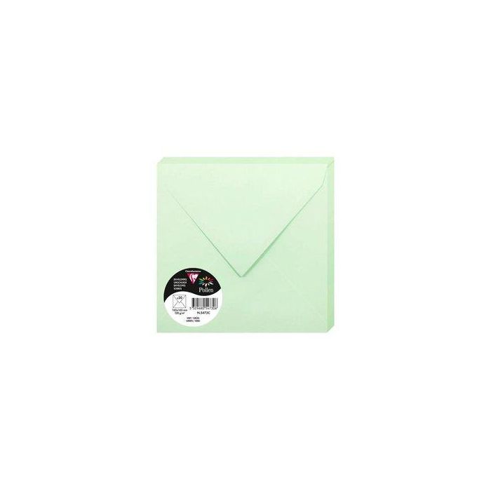 Sobre Clairefontaine Pollen 165X165 120G Verde Paquete De 20