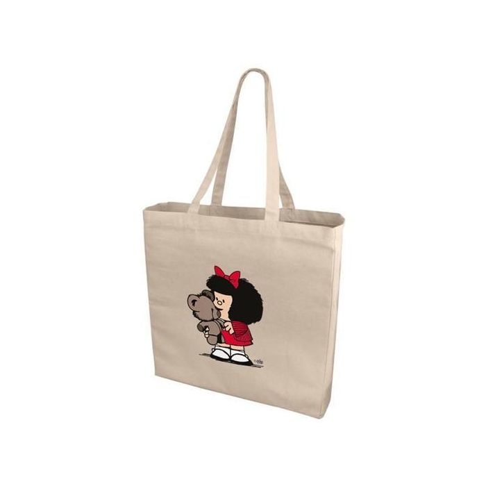 Grafoplás Tote de Algodón con Asas, Diseño Mafalda Osito, 38.5x40.5x9.5 cm, 220 g