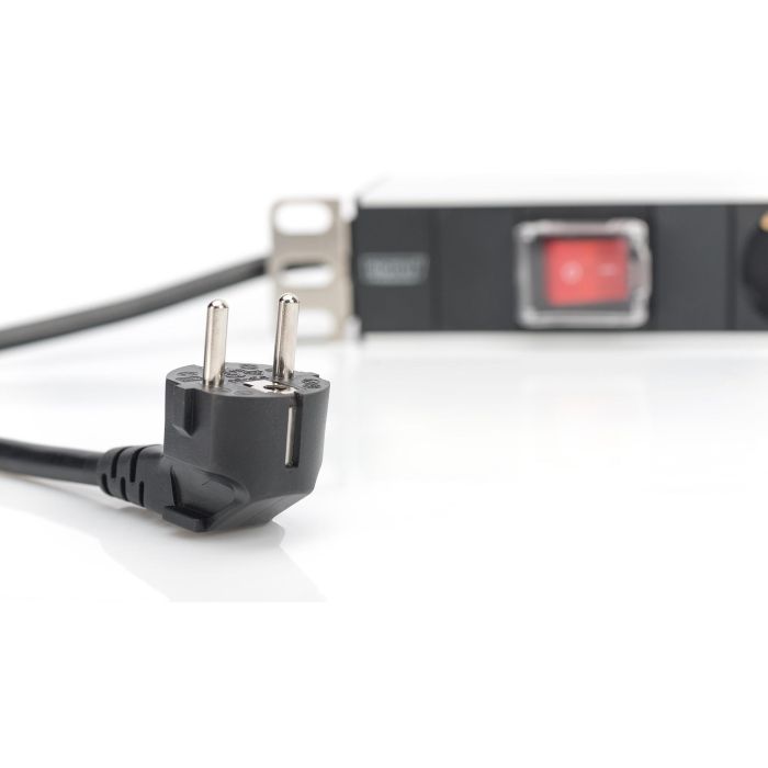 Digitus Regleta de Enchufes de 7 Tomas con Interruptor, Carcasa de Aluminio y Cable de 2m 4