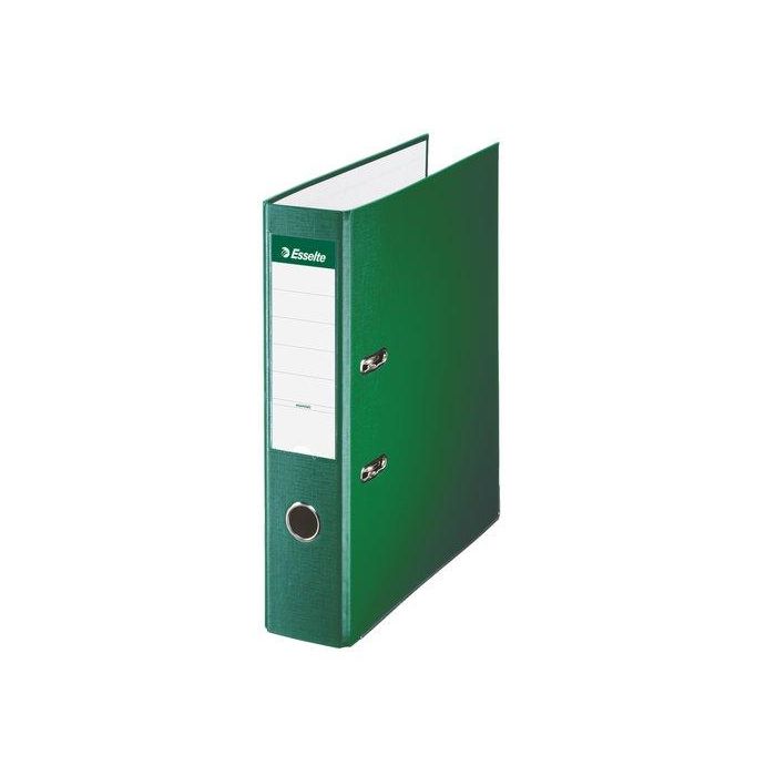 Esselte Archivador Palanca Folio, Lomo Ancho, PP Interior Forrado en Papel Rado, Cantoneras, Verde