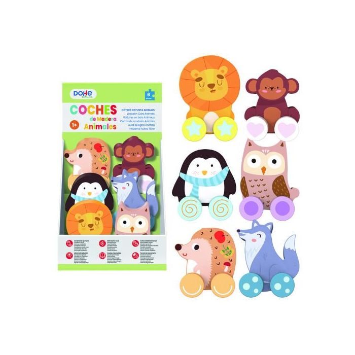 Dohe Expositor de 6 Cochecitos de Animales de Madera - A Partir de 1 Año | Ref. 64002