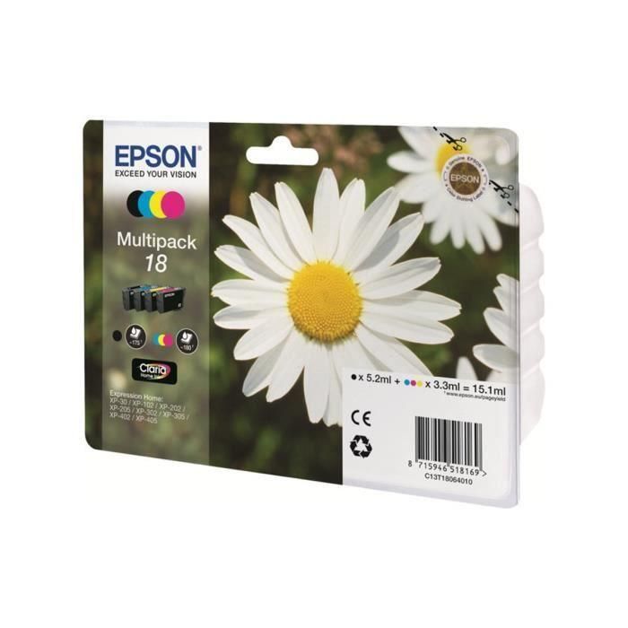 Epson Expression Home XP-102/205/305/405 MultiPack 4 Cartuchos (K,C,M,Y)nº18 1 Epson Expression Home XP-102/205/305/405 MultiPack 4 Cartuchos (K,C,M,Y)nº18 1