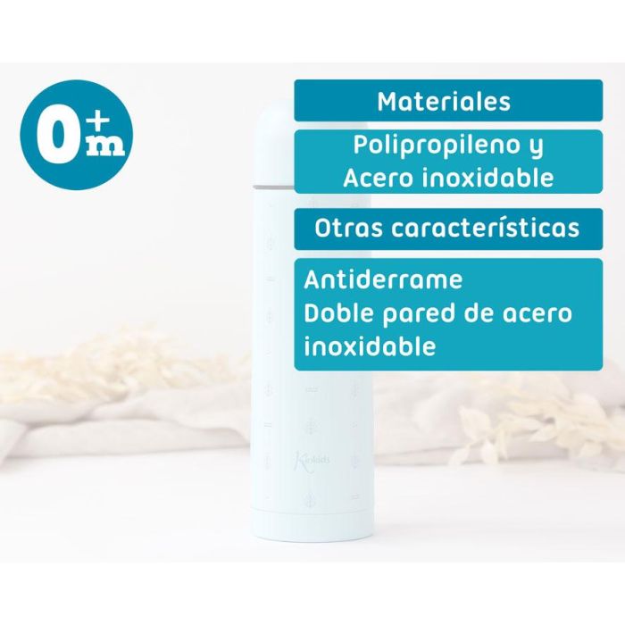 KioKids Termo para Líquidos 500 mL Azul Colección Petits Moments Anti-goteo Anti-derrame Acero Inoxidable 3