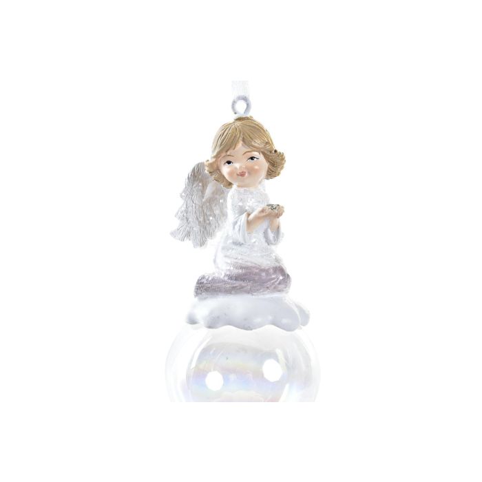 Decoracion Colgante Navidad Tradicional DKD Home Decor Blanco Rosa 4.5 x 8 x 4.5 cm (12 Unidades) 1