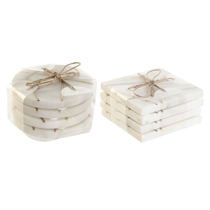 Posavasos Chic DKD Home Decor Blanco Dorado 10 x 1 x 10 cm Set de 4 (2 Unidades) 1 Posavasos Chic DKD Home Decor Blanco Dorado 10 x 1 x 10 cm Set de 4 (2 Unidades) 1