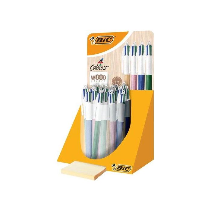 Boligrafo De 4 Colores Bic Wood Expositor De 30