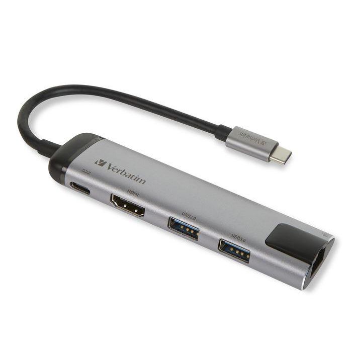 Verbatim Concentrador USB-C Multipuerto para Portátiles/MacBooks - HDMI 4K Ultra HD, 2x USB 3.0, Gigabit Ethernet RJ-45, Carga PD 15cm 0 Verbatim Concentrador USB-C Multipuerto para Portátiles/MacBooks - HDMI 4K Ultra HD, 2x USB 3.0, Gigabit Ethernet RJ-45, Carga PD 15cm 0
