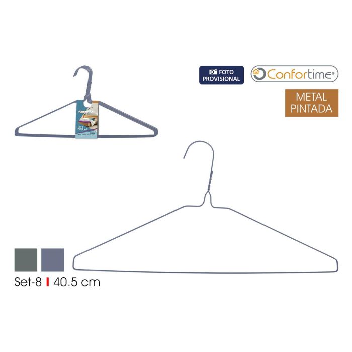 Set de 8 perchas de metal pintado, 40.5 cm - Confortime por Inde (24 Unidades)