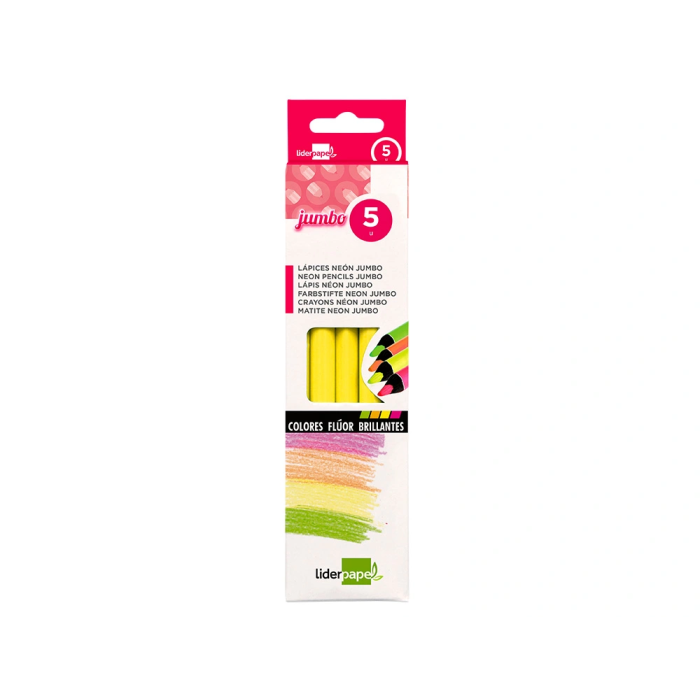 Liderpapel Lápices Fluorescente Jumbo Neón Amarillo Triangular Mina Resistente 6