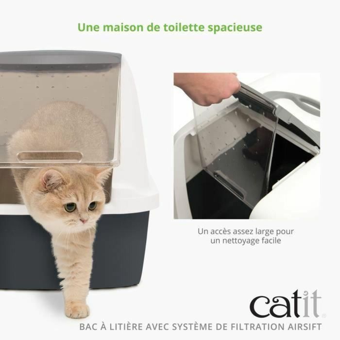 Cat It Caja de Arena Cubierta para Gatos 40x55x45 cm con Tapa Elevable 8
