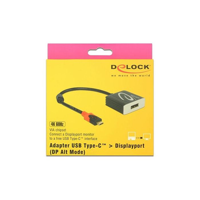 Adapter USB-C > DisplayPort (ST-BU) 4K 60Hz DeLOCK Black 1 Adapter USB-C > DisplayPort (ST-BU) 4K 60Hz DeLOCK Black 1