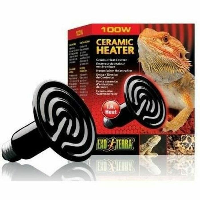 Exo Terra Calentador Cerámico Infrarrojo 100W para Reptiles – Sin Luz, 99% Eficiencia Térmica