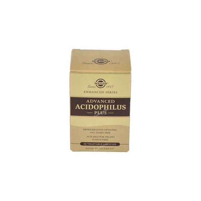 SOLGAR Acidophilus Plus Avanzado 60 Cápsulas Probiótico con L. acidophilus y B. lactis 500 Millones de Microorganismos