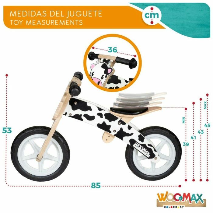 Moto correpasillos de madera vaca woomax 12" 85x37x53 cm 3