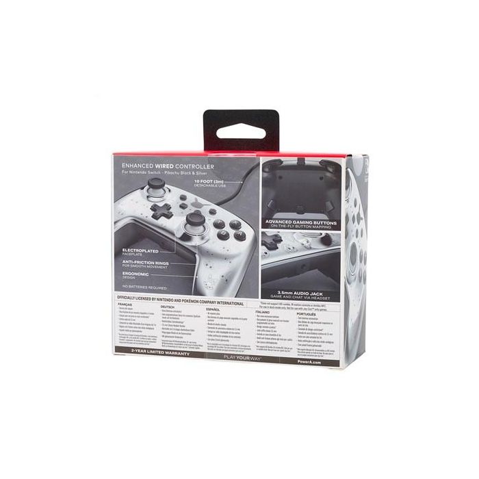 Power A Mando con Cable 1522785-01 para Nintendo Switch, Pikachu Negro/Plata, con Cable de 3m y Botones Asignables 11