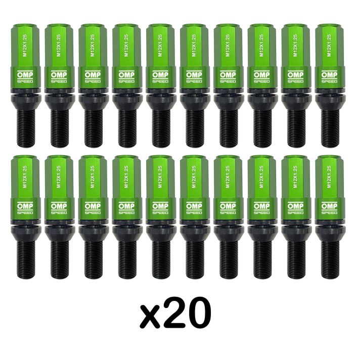 Omp Speed Juego De 20 Tornillos Con Protector De Aluminio De Colores M12x1.25 Llave De 17-19 Largo 28 mm Con Protector Verde OMPS09971208 4 Omp Speed Juego De 20 Tornillos Con Protector De Aluminio De Colores M12x1.25 Llave De 17-19 Largo 28 mm Con Protector Verde OMPS09971208 4