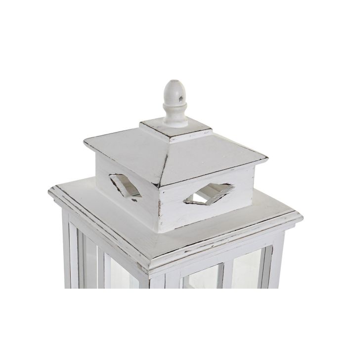 DKD Home Decor Farola Tradicional Blanco Pino y Cristal 22.5 x 47 x 22.5 cm 1