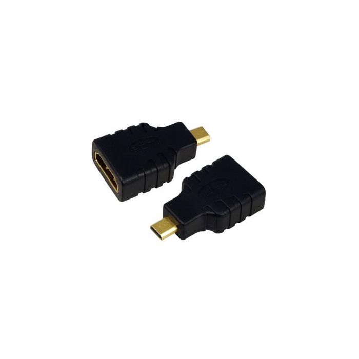 LogiLink Adaptador HDMI a micro HDMI Macho/Hembra Negro - Conectores chapados en oro para alta velocidad de transferencia de datos