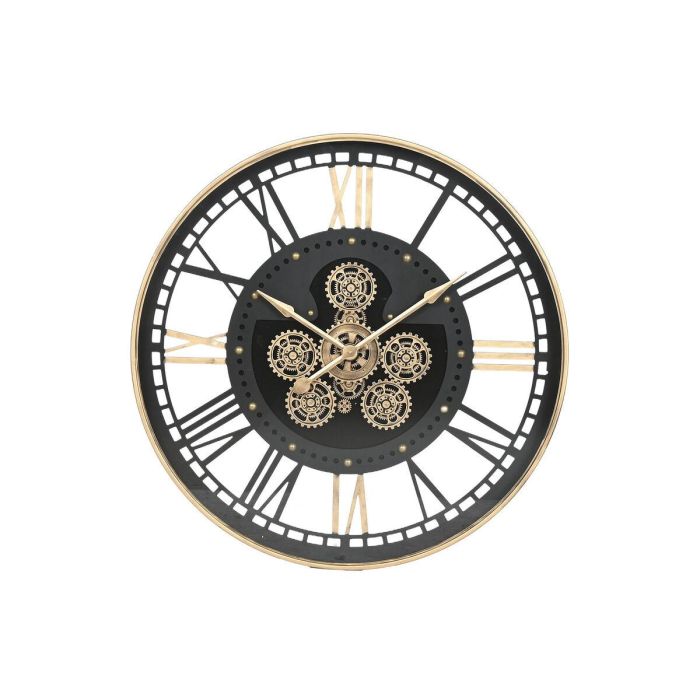 Reloj de Pared Home ESPRIT Negro Dorado Metal Cristal 100 x 9 x 100 cm