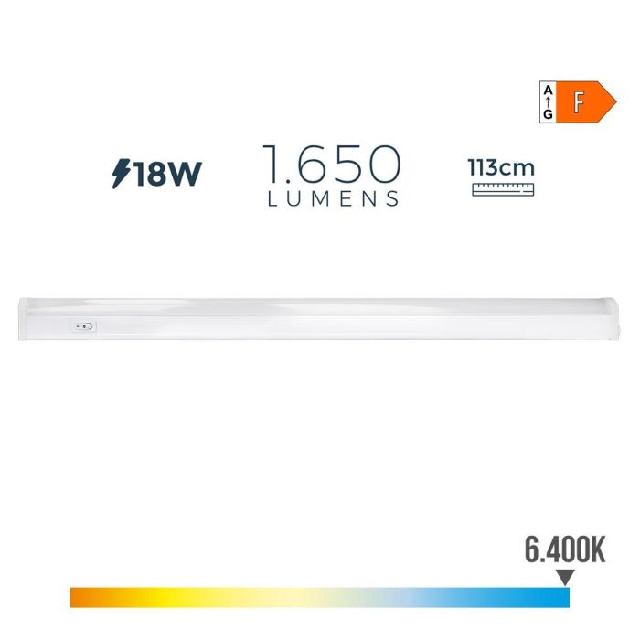 Regleta electronica led 18w 1650lm 6500k luz fria 113,8x2,3x3,6cm edm