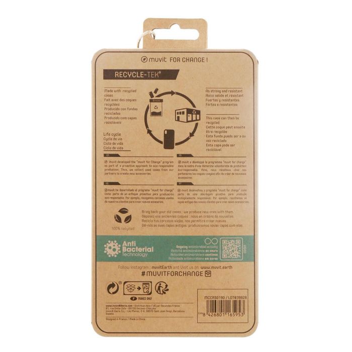 Muvit Funda Recycletek para Apple iPhone 13 con Tecnología Antibacterial y Fabricada con Materiales Reciclados 1