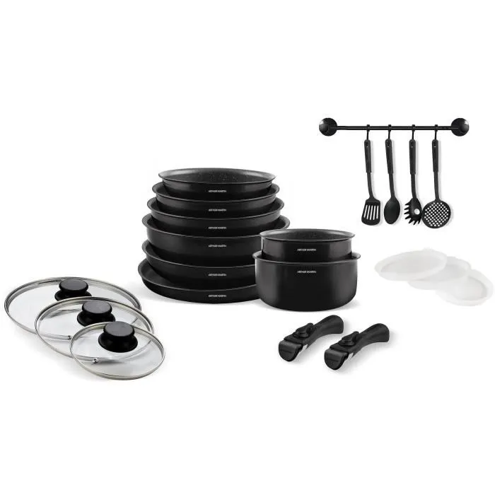 Arthur Martin AM558 Batería de Cocina de Inducción, 20 Piezas de Aluminio con Mango Extraíble para Todo Tipo de Fuegos, Incluida Inducción 0 Arthur Martin AM558 Batería de Cocina de Inducción, 20 Piezas de Aluminio con Mango Extraíble para Todo Tipo de Fuegos, Incluida Inducción 0