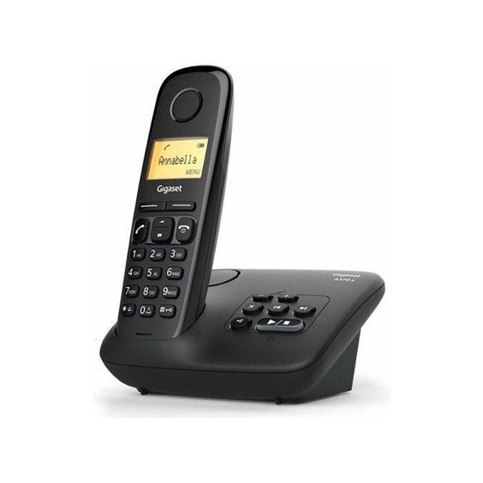 Teléfono fijo GIGASET A170A negro - Contestador automático - Directorio de 50 contactos - Grabación de 25 minutos Teléfono fijo GIGASET A170A negro - Contestador automático - Directorio de 50 contactos - Grabación de 25 minutos