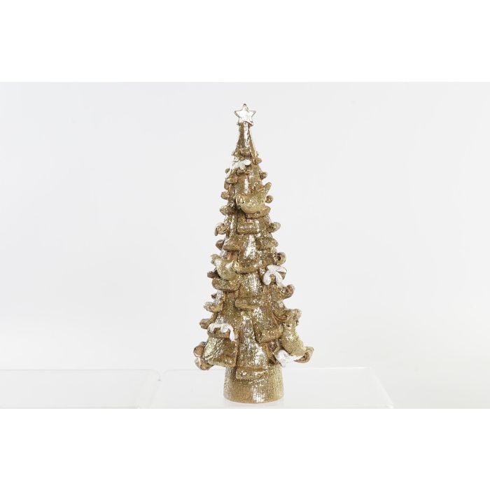 DKD Home Decor Figura de Navidad Tradicional Árbol Dorado de Resina 12.5 x 30 x 12.5 cm
