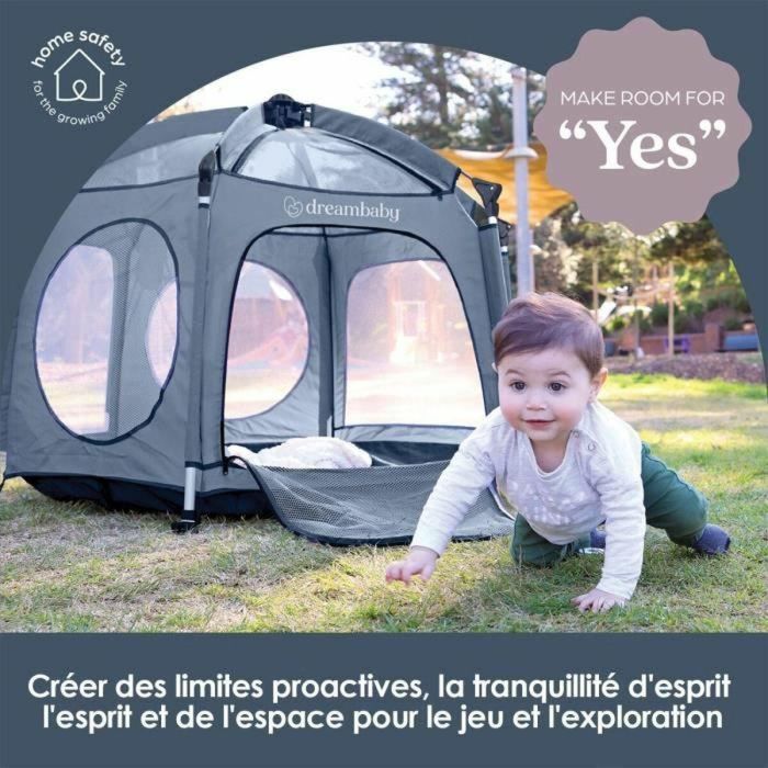 Dreambaby Parque Infantil Pop-Up Aventura, Plegable Portátil para Bebés y Niños, Protección UV, Mosquitera, Bolsa Transporte Ø1.3m H1m 1