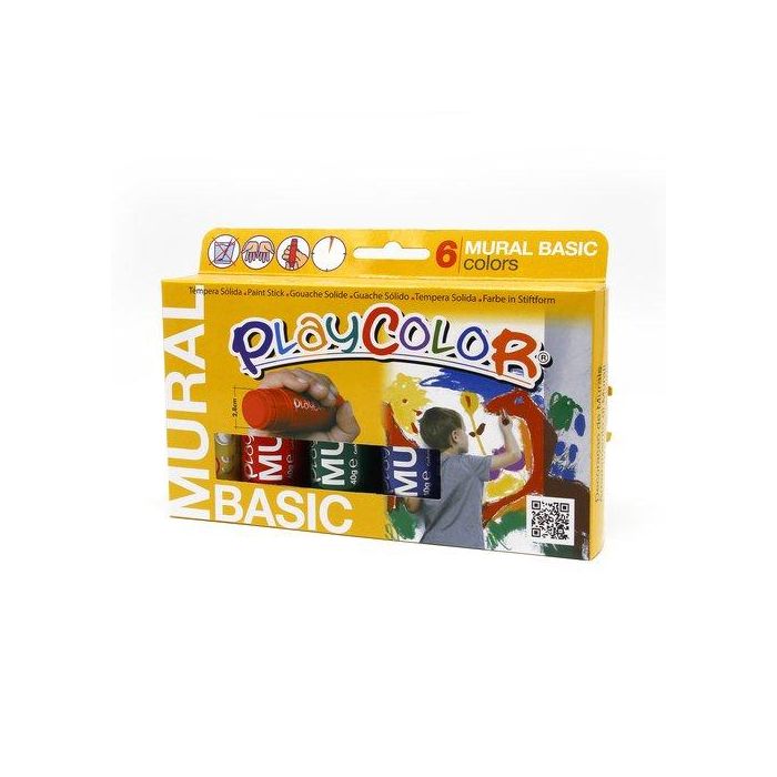 Tempera Solida Playcolor Mural 40Gr. Estuche De 6 Colores