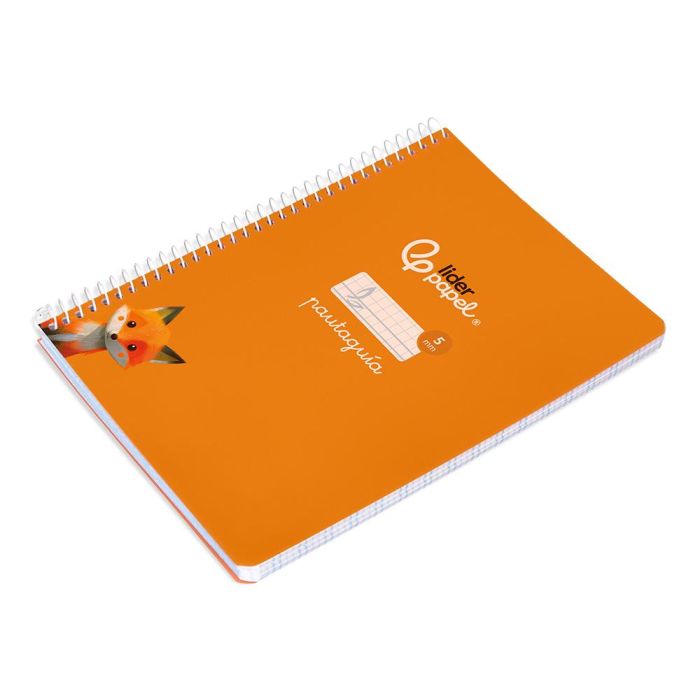 Cuaderno Espiral Liderpapel Din A5 Pautaguia Tapa Blanda 40 H 75 gr Cuadro Pautado 5 mm Color Naranja 5 unidades 5