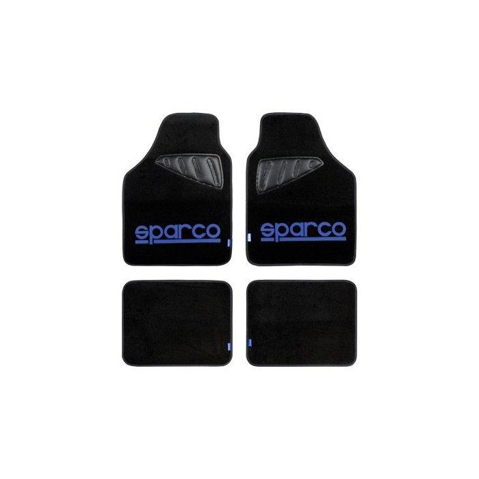 Sparco SPC1901 Alfombras de Moqueta para Coche Negras con Logo Azul Antideslizantes - Juego de 4 Piezas Universales, Poliéster y PVC 4 Sparco SPC1901 Alfombras de Moqueta para Coche Negras con Logo Azul Antideslizantes - Juego de 4 Piezas Universales, Poliéster y PVC 4