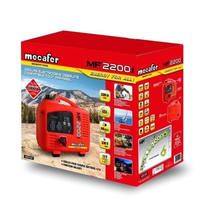 MECAFER Inversor generador 4 tiempos motor de gasolina 2200 W máx. 2 MECAFER Inversor generador 4 tiempos motor de gasolina 2200 W máx. 2