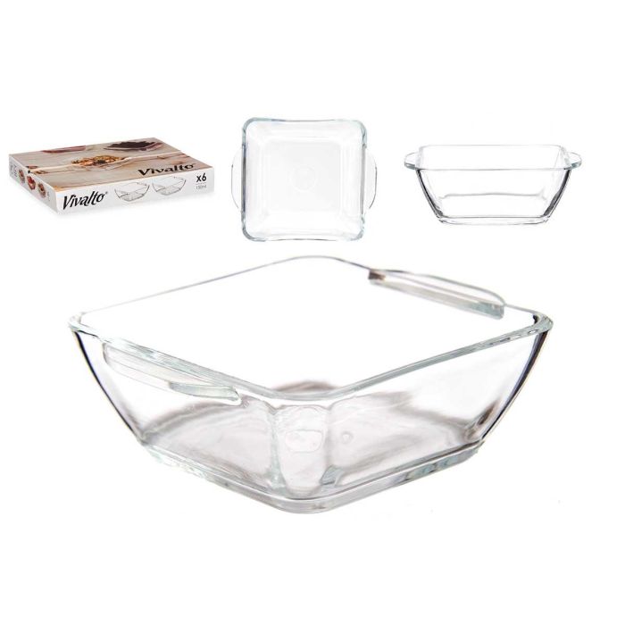 Cazuela Vidrio Aperitivo Cuadrada Con Asas 150Ml Vivalto 10X3CM (36 Unidades) Cazuela Vidrio Aperitivo Cuadrada Con Asas 150Ml Vivalto 10X3CM (36 Unidades)