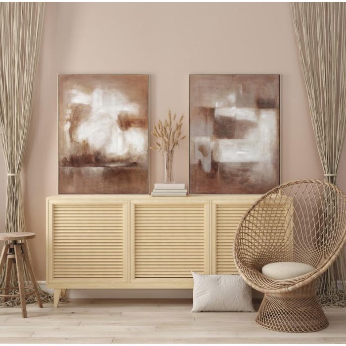 Cuadro Home ESPRIT Blanco Marrón Abstracto Moderno 92 x 3,8 x 122 cm (2 Unidades) 3 Cuadro Home ESPRIT Blanco Marrón Abstracto Moderno 92 x 3,8 x 122 cm (2 Unidades) 3