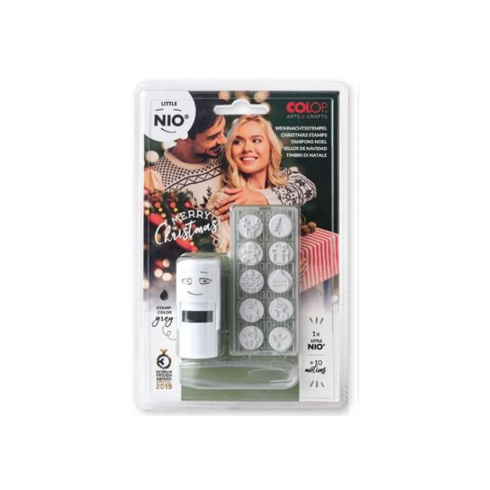 Colop NIL004 Blíster Imprentilla Little NIO 10 Pictos Temática "Navidad" para Niños y Adultos