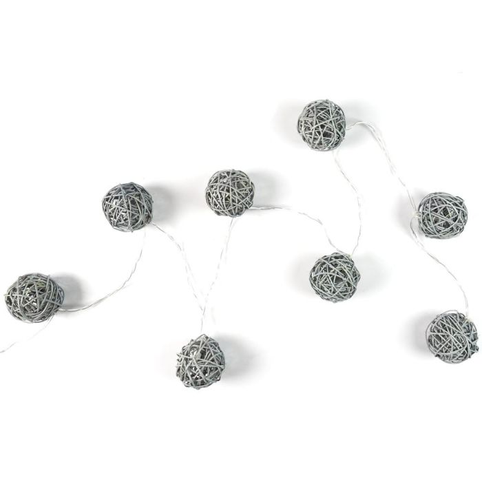 Home Deco Factory Guirnalda de 8 luces LED Ratán Gris, 2700K 0 Home Deco Factory Guirnalda de 8 luces LED Ratán Gris, 2700K 0