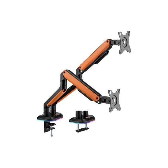 AISENS - SOPORTE DE MESA RGB GAMING CONTRAPESO GIRATORIO E INCLINABLE PARA MONITOR/TV 9KG (3 PIVOTES, 2 BRAZOS) DE 17-32, NEGRO-NARANJA 0 AISENS - SOPORTE DE MESA RGB GAMING CONTRAPESO GIRATORIO E INCLINABLE PARA MONITOR/TV 9KG (3 PIVOTES, 2 BRAZOS) DE 17-32, NEGRO-NARANJA 0
