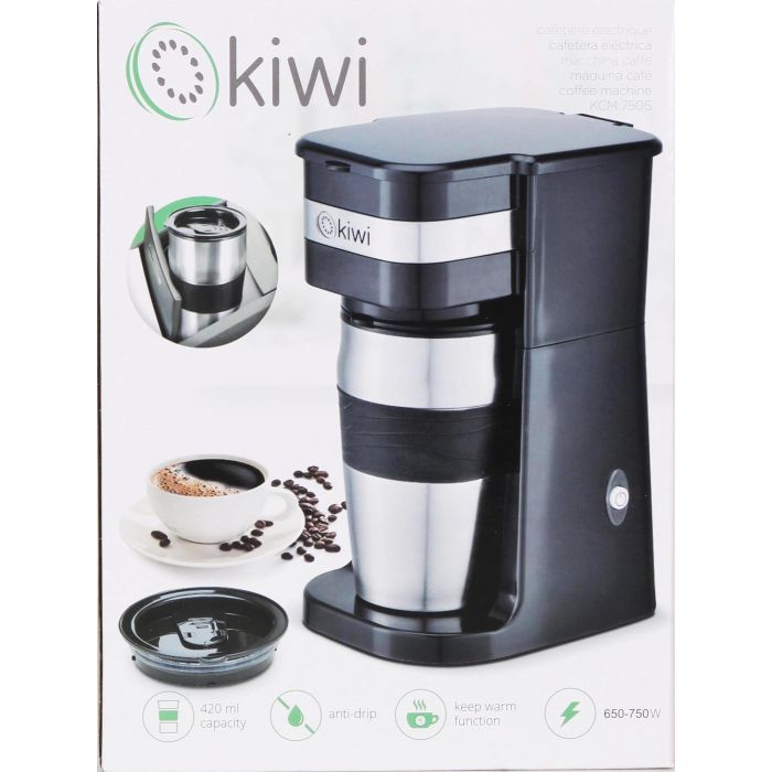 Kiwi Cafetera Personal con Taza para Llevar 420 cc, Ideal para Viajes y Oficina, 20 cm Ancho x 26 cm Alto x 15 cm Largo 1