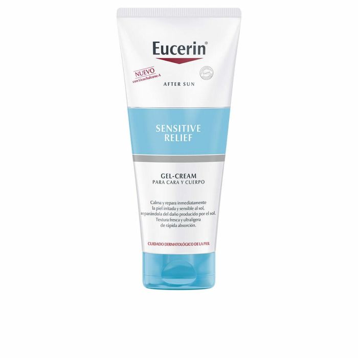 Eucerin SUN PROTECTION Aftersun Gel-Crema Sensitive Relief Piel sensible, Grasa y Acnéica | Rápido Secado, Sin Fragancia 200 ml