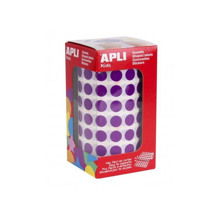 Gomets Apli Rollo 59H Circulo Ø 10,5 Mm Lila 5.192 Uds. (11480)
