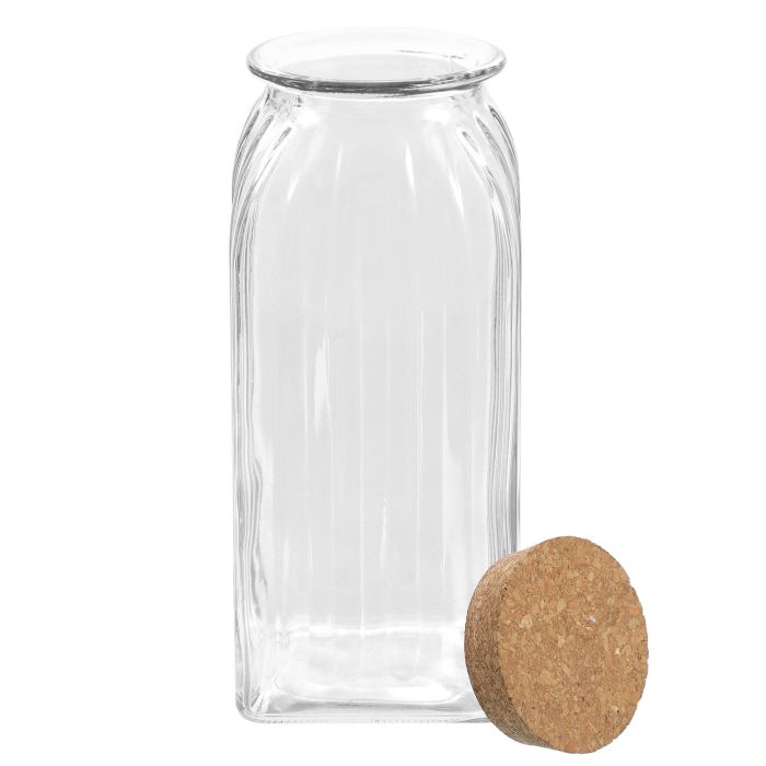 Tarro de Vidrio con Líneas y Tapón de Corcho 1950 ml - La Mediterranea (12 Unidades) 6 Tarro de Vidrio con Líneas y Tapón de Corcho 1950 ml - La Mediterranea (12 Unidades) 6
